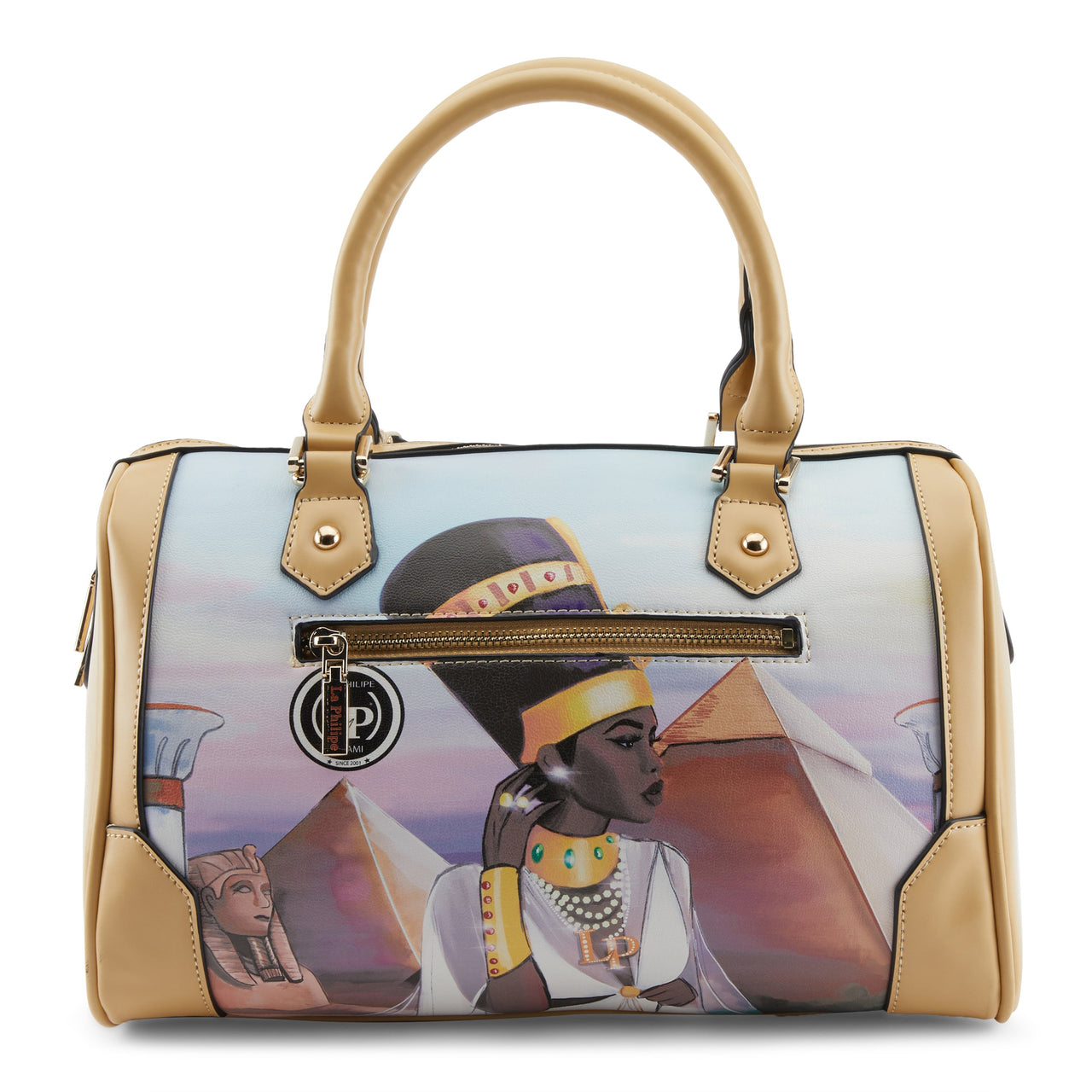 Stylish LA PHILIPE LP1020-1 EGYPTIAN PARADISE HANDBAG-CLASSIC with gold accents