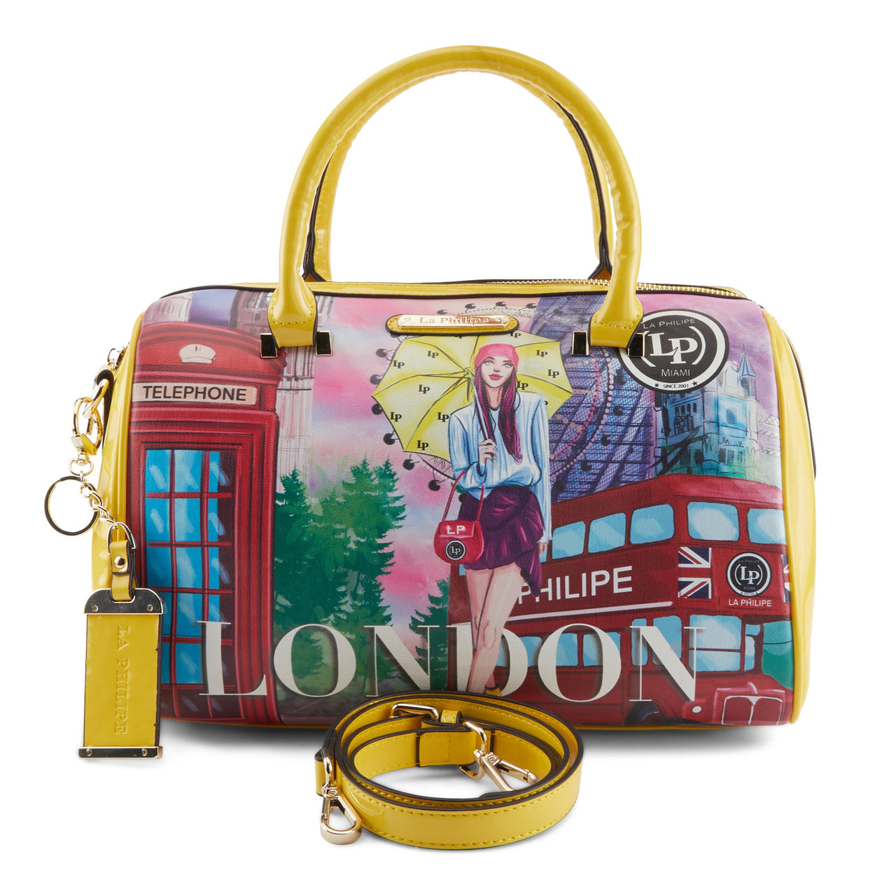 Sophisticated LA PHILIPE LP1020-11 UMBRELLA IN LONDON HANDBAG-CLASSIC with timeless London-inspired print