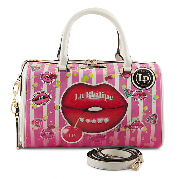 LA PHILIPE LP1020-18 JUICY LIPS HANDBAG-CLASSIC, a vibrant red handbag with juicy lips design and classic silhouette, perfect for adding a pop of color to any outfit