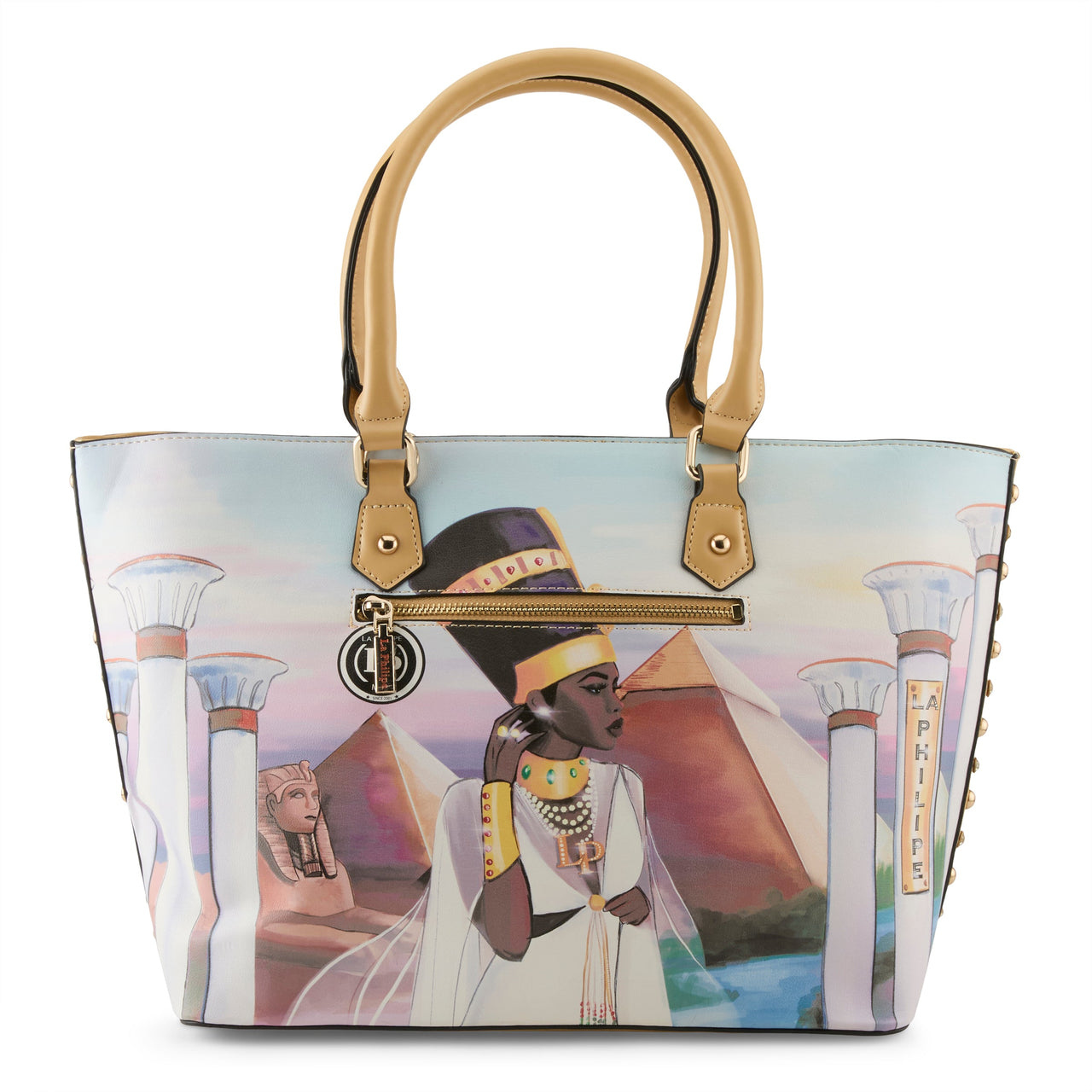 LA PHILIPE LP1021-1 EGYPTIAN PARADISE HANDBAG-TOTE with ornate Egyptian-inspired designs and spacious interior for everyday use