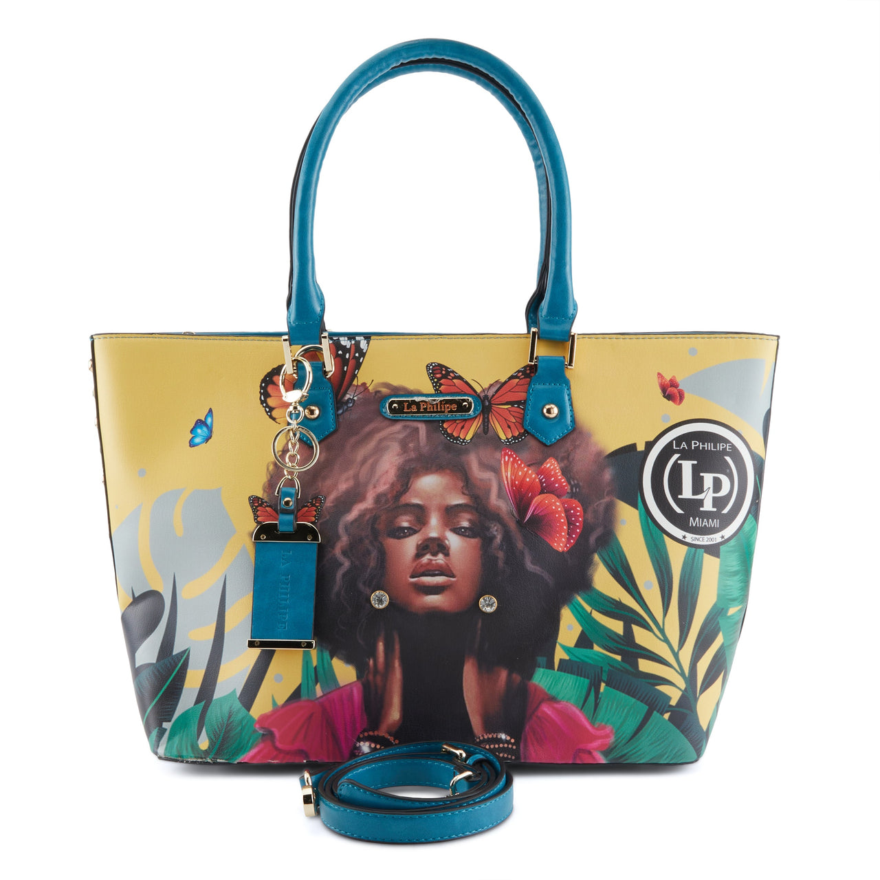 Stylish and versatile LA PHILIPE LP1021-12 butterfly fly handbag-tote in vibrant colors