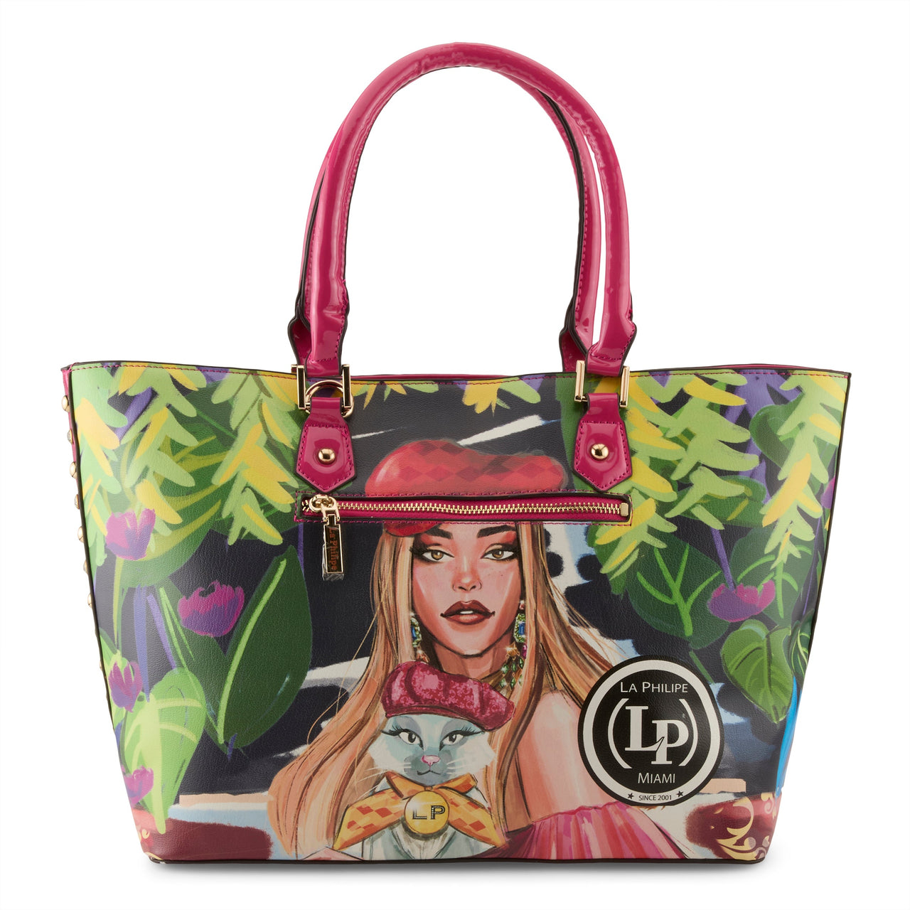 LA PHILIPE LP1021-17 BLOOMING GARDEN HANDBAG-TOTE, a stylish and spacious tote bag adorned with a beautiful floral design, perfect for carrying all your essentials in chic fashion