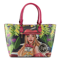 Thumbnail for LA PHILIPE LP1021-17 BLOOMING GARDEN HANDBAG-TOTE, a stylish and spacious tote bag adorned with a beautiful floral design, perfect for carrying all your essentials in chic fashion