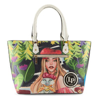 Thumbnail for LA PHILIPE LP1021-17 BLOOMING GARDEN HANDBAG-TOTE with floral print, spacious interior, and durable construction, perfect for everyday use