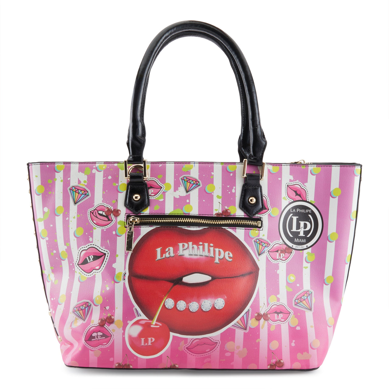 Stylish LA PHILIPE LP1021-18 JUICY LIPS HANDBAG-TOTE tote with spacious interior and adjustable straps