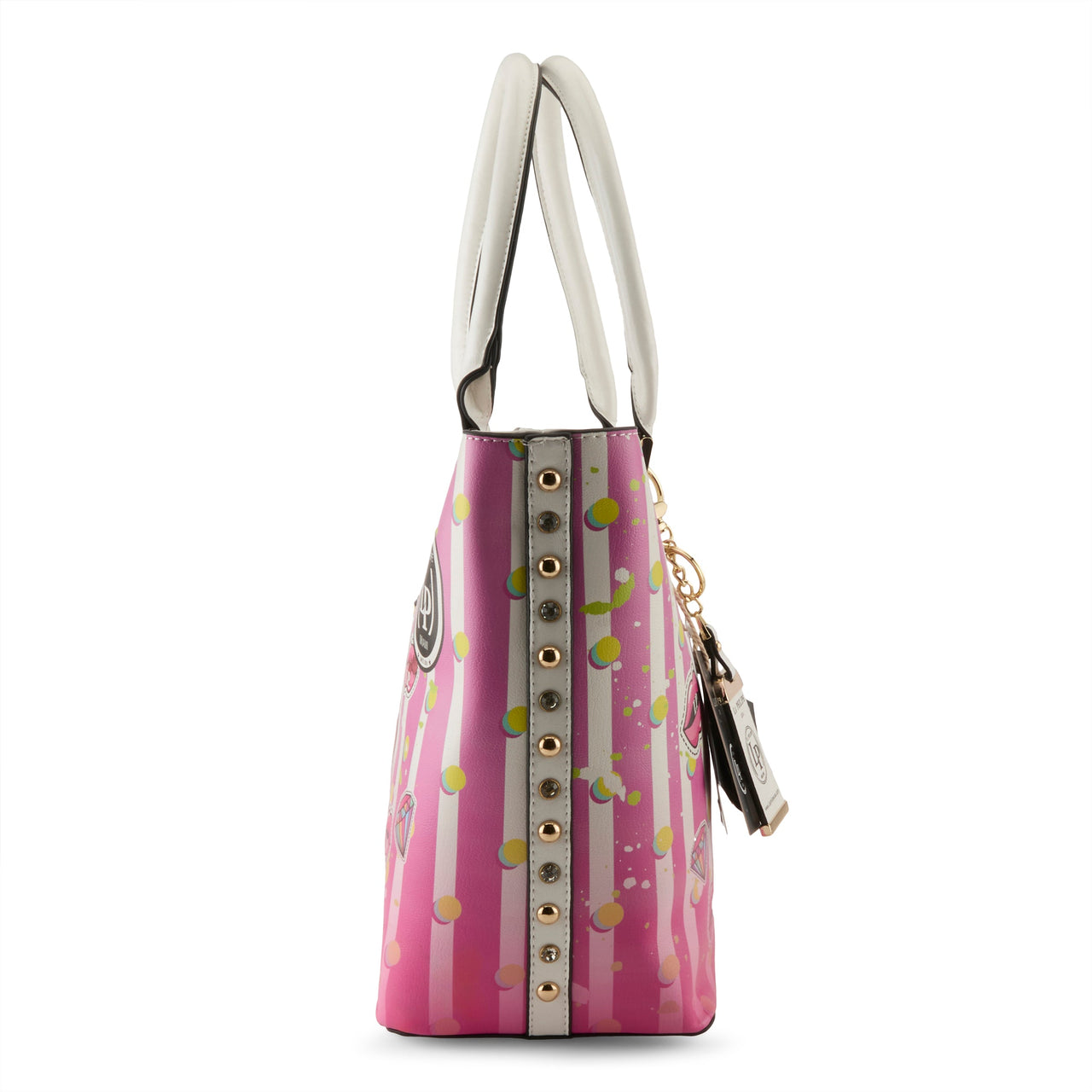 Funky LA PHILIPE LP1021-18 JUICY LIPS HANDBAG-TOTE bag featuring bold lip print and comfortable carry handles