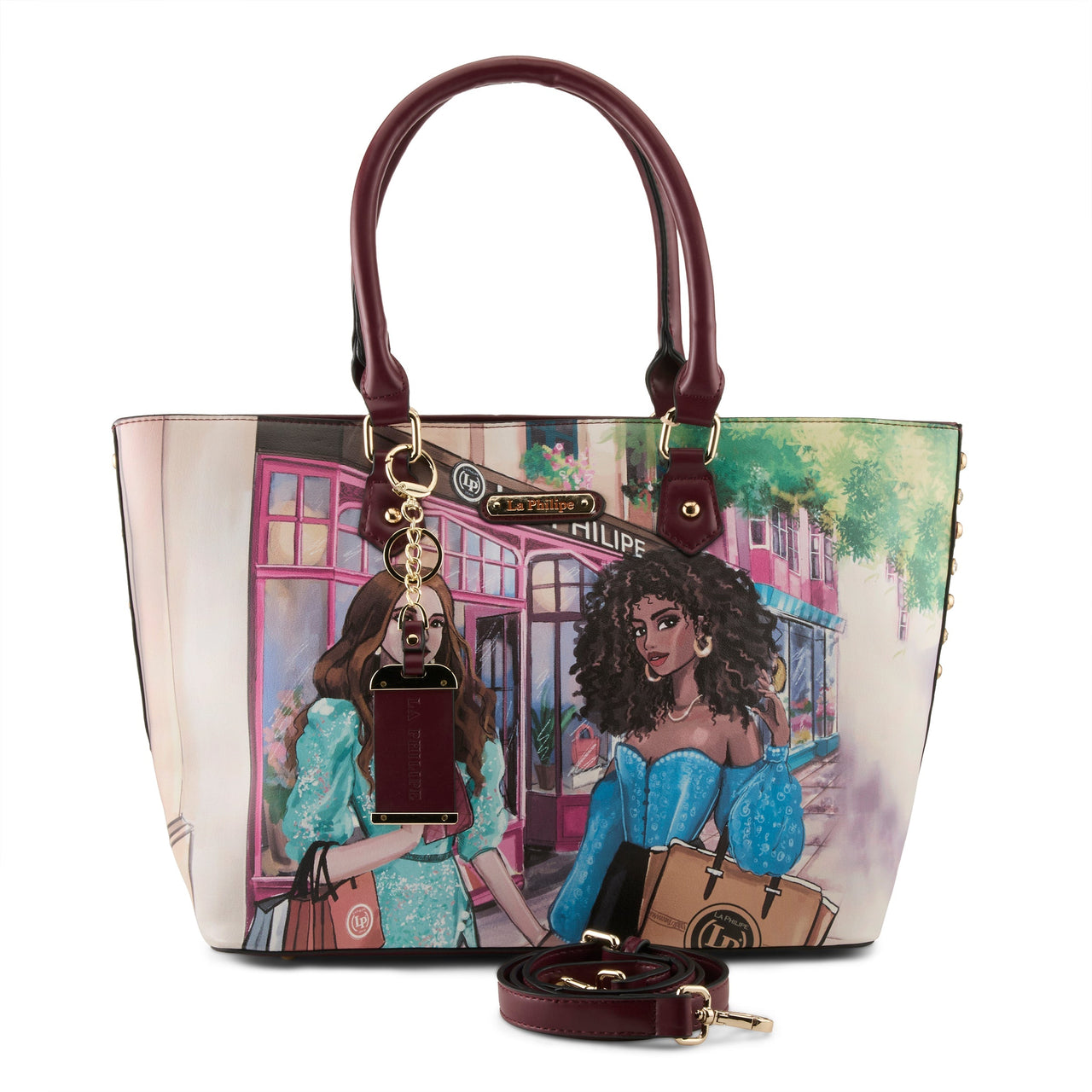 LA PHILIPE LP1021-5 SHOPPING IN THE CITY HANDBAG-TOTE in pink color, with spacious interior and multiple pockets for organization