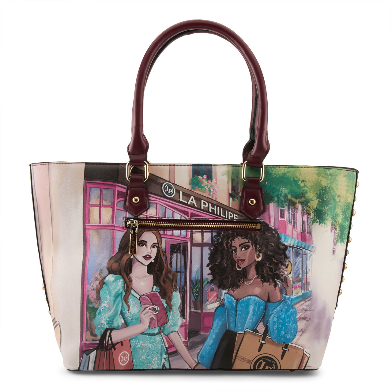 Stylish and versatile LA PHILIPE LP1021-5 SHOPPING IN THE CITY HANDBAG-TOTE with durable handles and adjustable shoulder strap