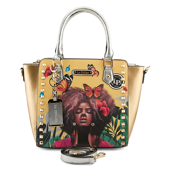 LA PHILIPE LP1022-12 BUTTERFLY FLY HANDBAG-SATCHEL, a stylish and vibrant accessory with a butterfly design, perfect for adding a pop of color to any outfit