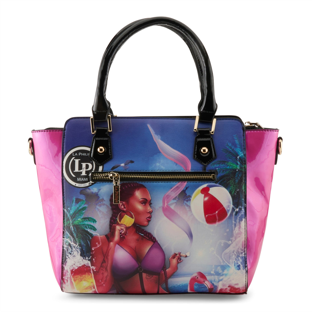 LA PHILIPE LP1022-13 MIAMI BEACH HANDBAG-SATCHEL - A stylish and spacious satchel handbag perfect for a day out in Miami Beach