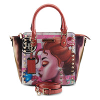 Thumbnail for Gorgeous LA PHILIPE LP1022-14 PINK BEAUTY HANDBAG-SATCHEL with top zip closure and decorative tassel