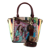 Thumbnail for LA PHILIPE LP1022-5 SHOPPING IN THE CITY HANDBAG-SATCHEL in black color, perfect for stylish and practical use while exploring the city