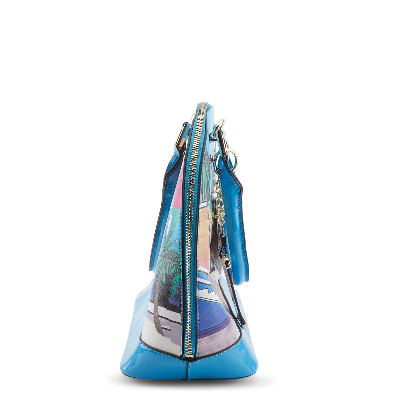 Blue LA PHILIPE LP1023-8 handbag with oval shape, perfect for beach vacations in the Bahamas