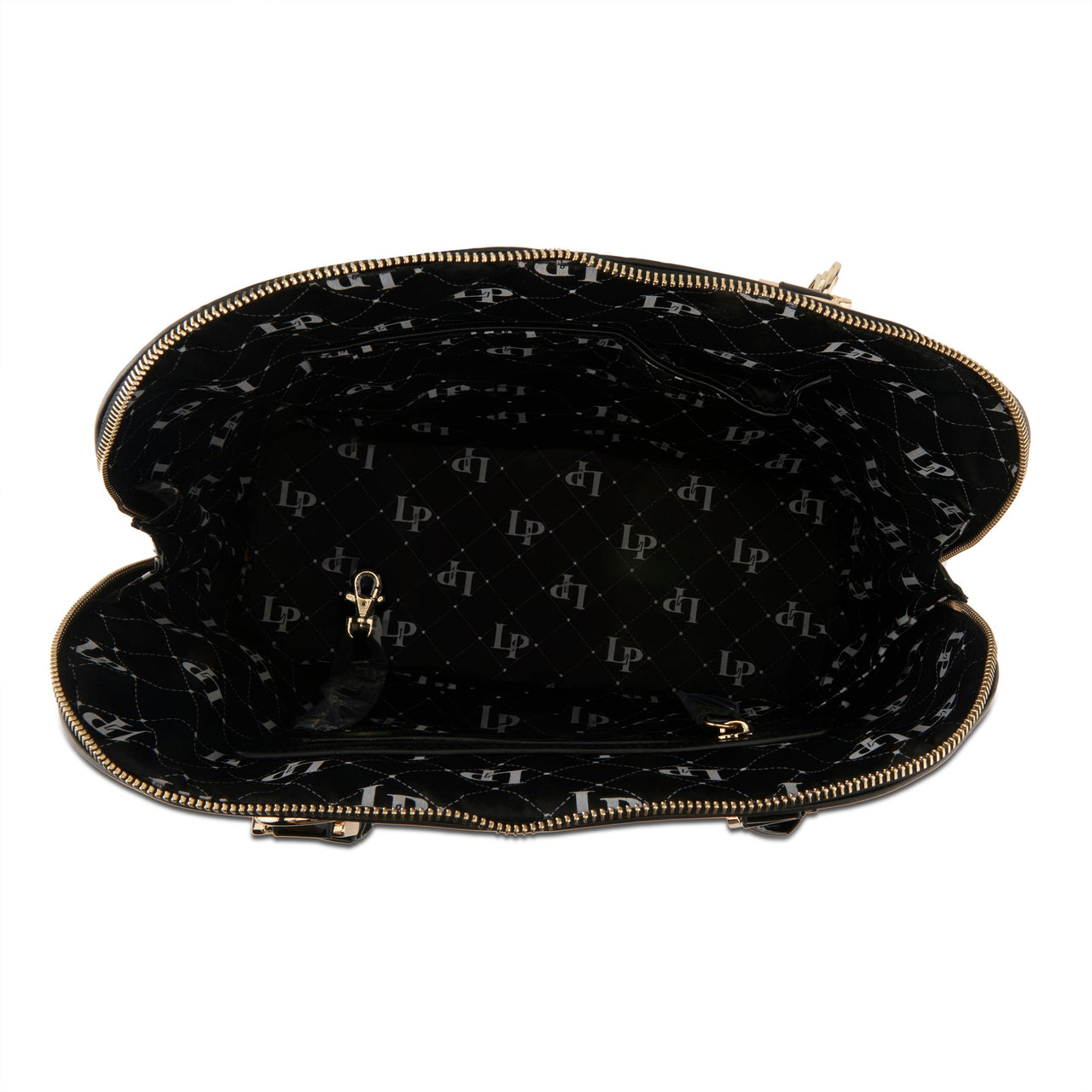 Stylish and elegant LA PHILIPE LP1027-12 BUTTERFLY FLY HANDBAG-OVAL in black leather with butterfly design