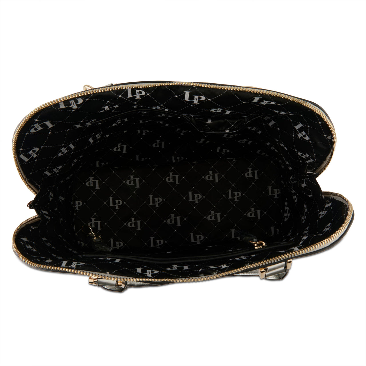 Black leather handbag with butterfly design and oval shape from LA PHILIPE LP1027-12 collection