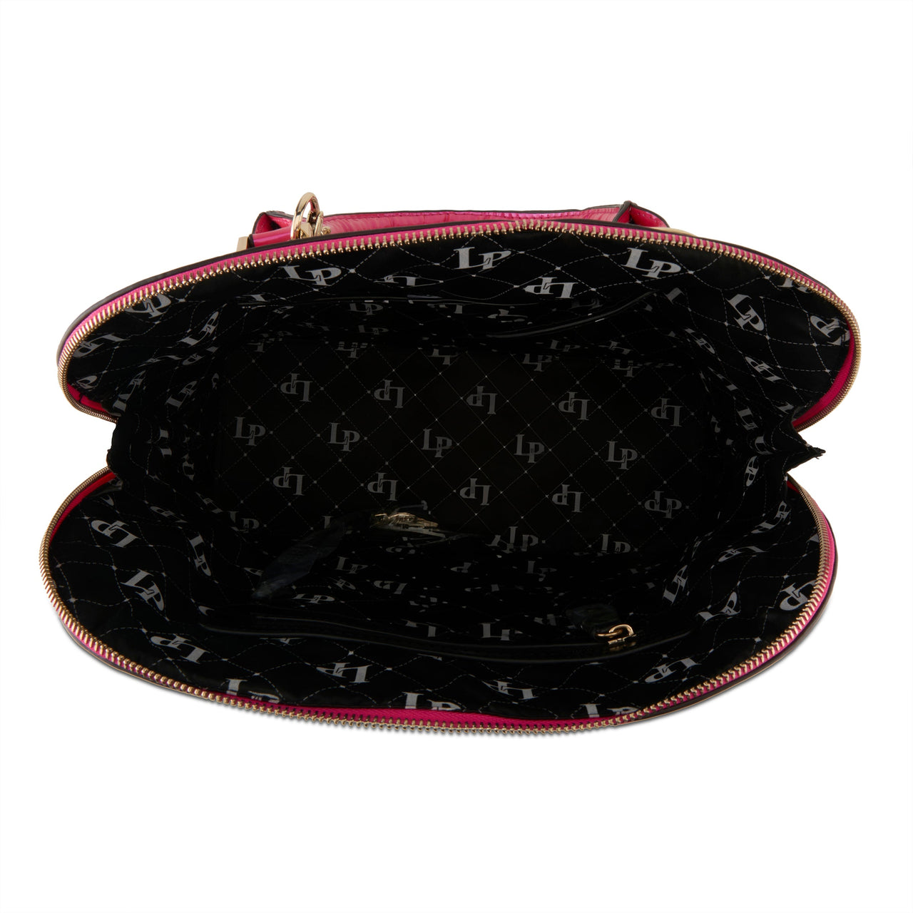 LA PHILIPE LP1027-15 BOLD BEAUTY HANDBAG-OVAL in stunning black leather with gold accents