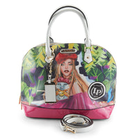 Thumbnail for LA PHILIPE LP1027-17 BLOOMING GARDEN HANDBAG-OVAL - a stylish and elegant floral patterned handbag perfect for spring and summer outings