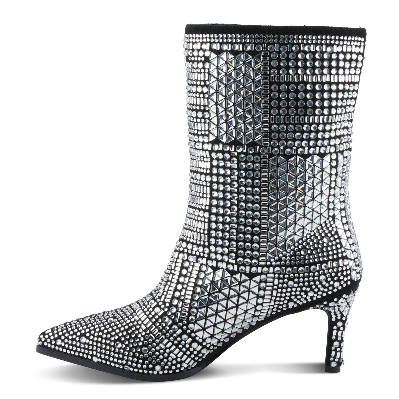 Stylish black leather Azura Lucent boots with silver buckle detailing 