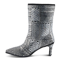 Thumbnail for Stylish black leather Azura Lucent boots with silver buckle detailing 