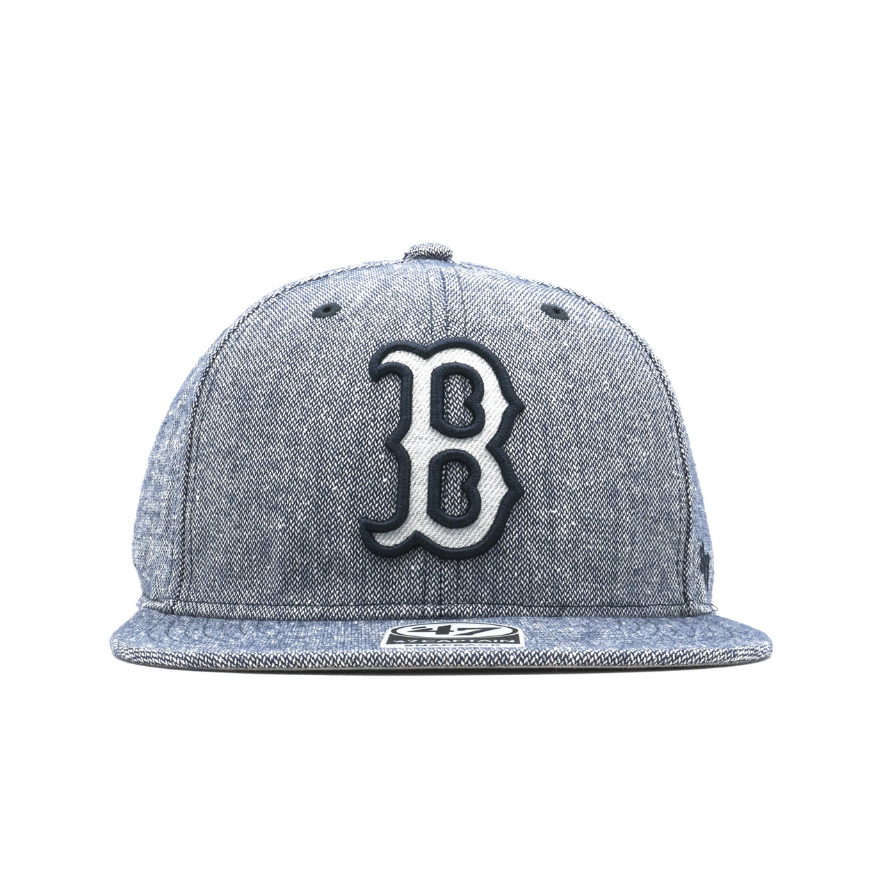  Grey snapback featuring Boston Red Sox logo and curved brim 