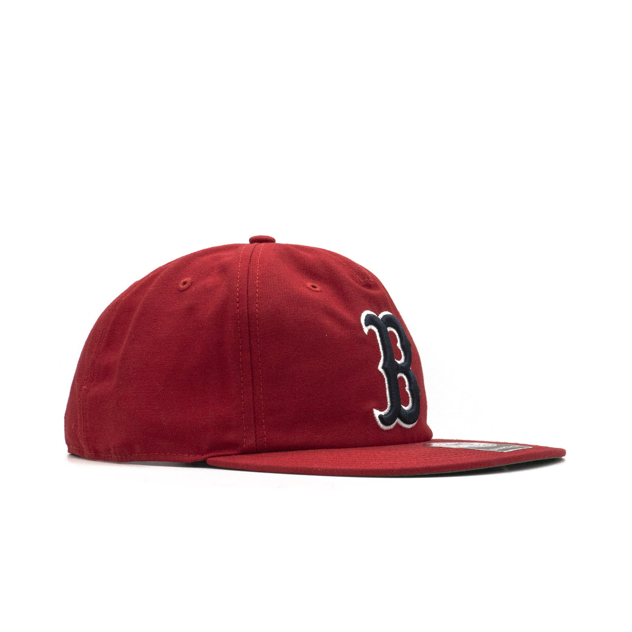 Close-up of Mens 47 Brand Boston Red Sox Captain Snapback - Red detailing the quality stitching