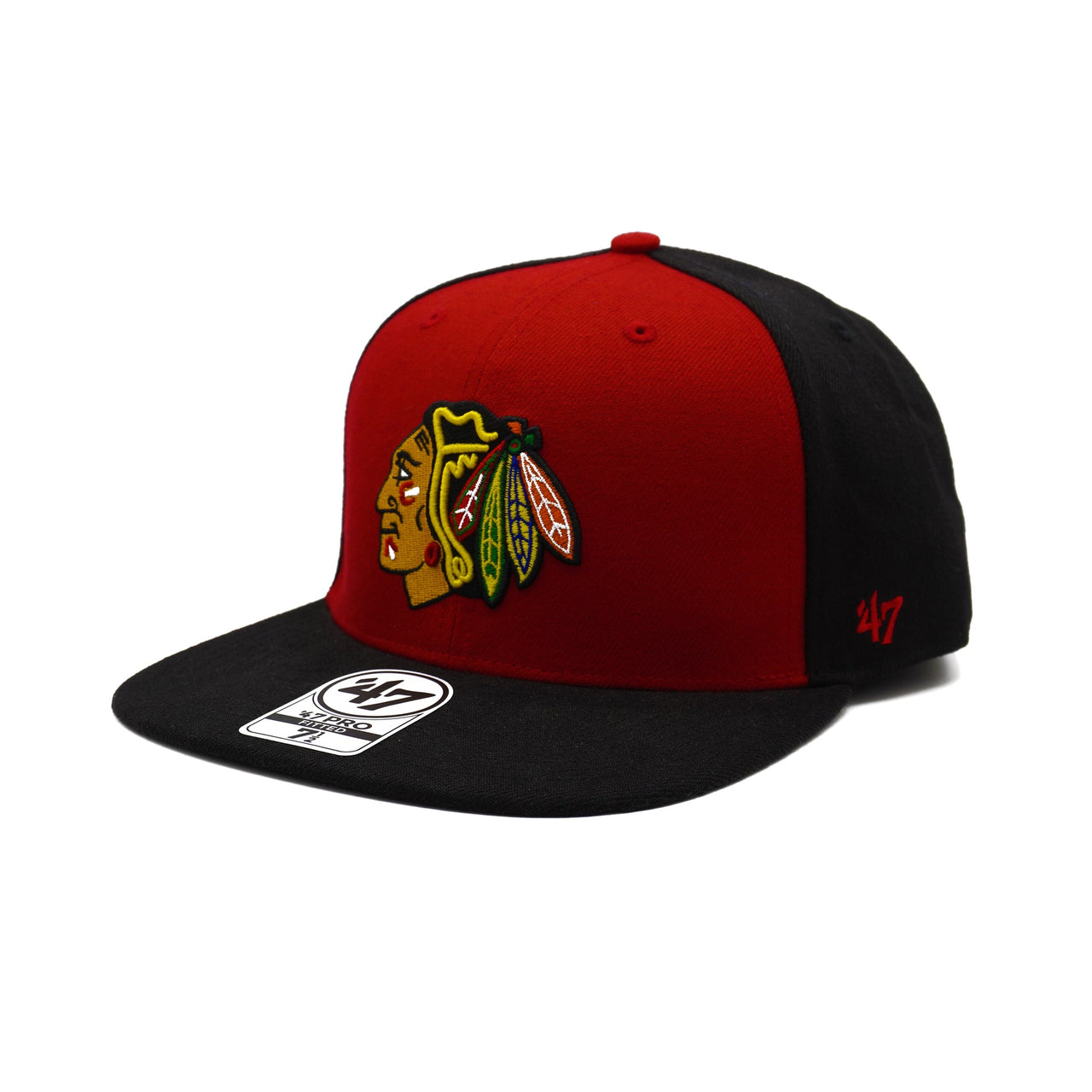 Buy 47 Brand Chicago Blackhawks Pro Fitted Men’S Hat Black/Red H-Dugot04Wbf-Bka - Accessories from Don’t Panic Shoes | Best Prices & Fast Shipping