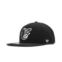 Thumbnail for Close-up of Mens 47 Brand Baltimore Orioles Sure Shot Snapback in Black/White