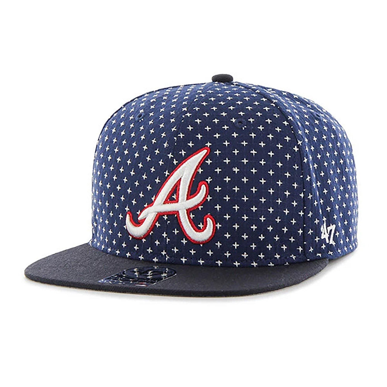 Mens 47 Brand Atlanta Braves Captain Snapback - Navy baseball cap with team logo and adjustable snapback closure 