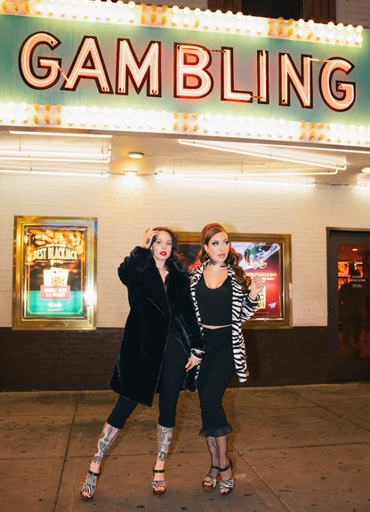 the Rockin' Tiki 4" stiletto w/ Ankle Strap - in Wild Nobility Zebra