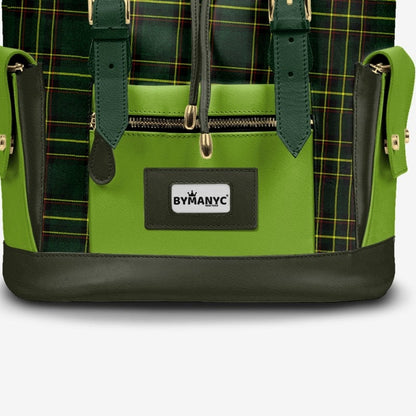 Luxury Vegan Backpack TARTAN GREEN EDGE – BYMANYC ® New York