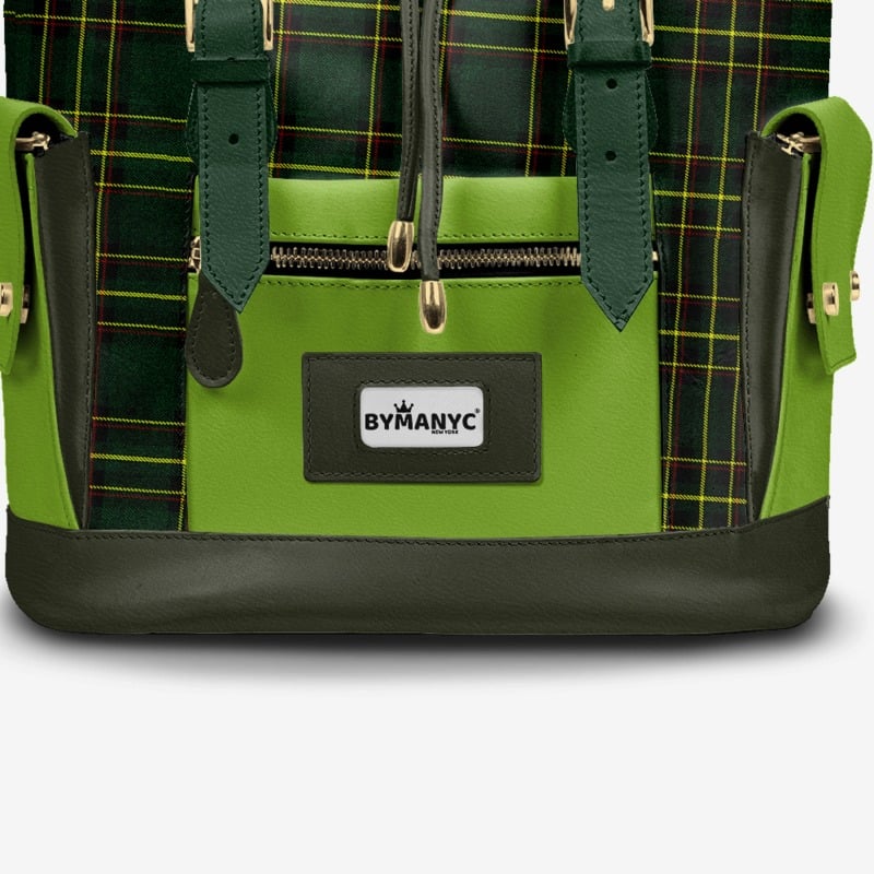 Luxury Vegan Backpack TARTAN GREEN EDGE – BYMANYC ® New York