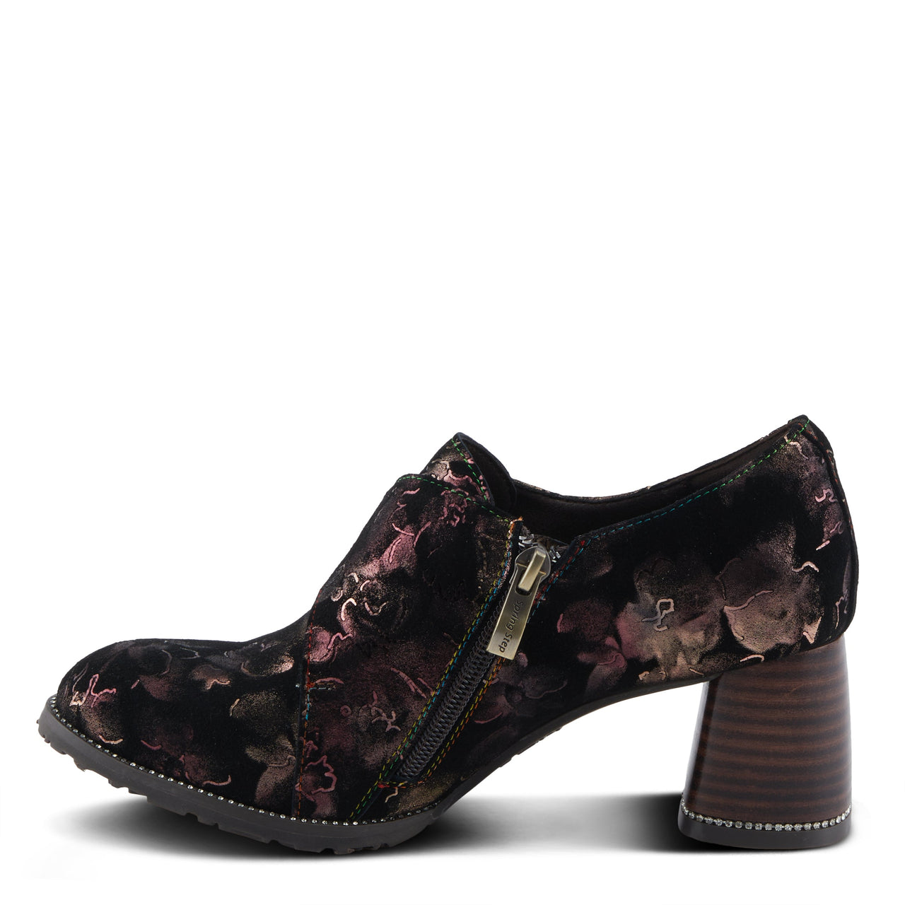  L'ARTISTE MAISIANA SHOES in mustard leather with embossed floral pattern and cushioned insole