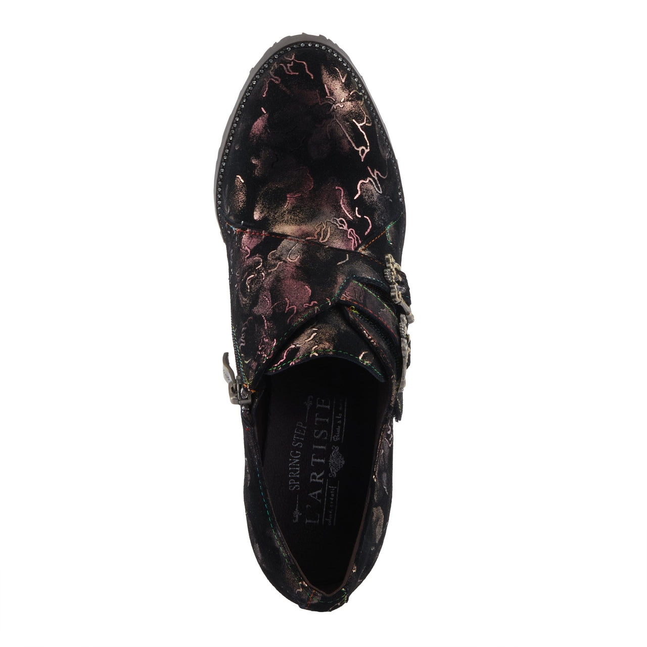 L'ARTISTE MAISIANA SHOES - Floral motifs and decorative perforations on leather oxford shoes