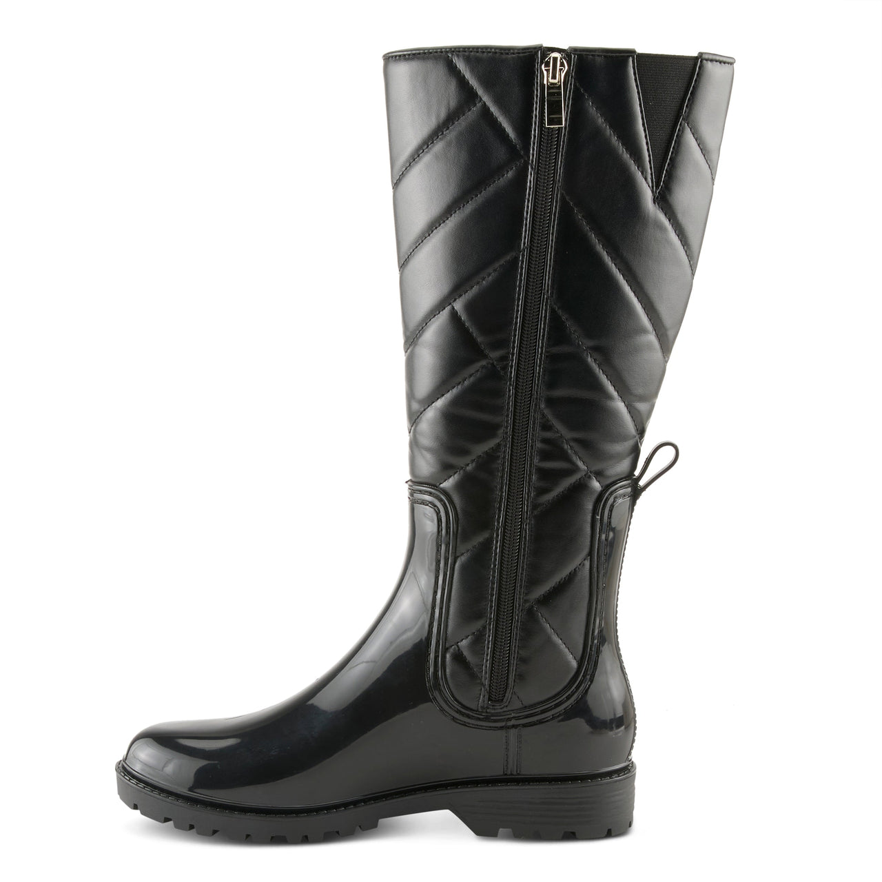 Black leather ankle boots with side zipper and decorative buckle detail