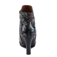 Thumbnail for Pair of L'ARTISTE MARLEIGH BOOTS in rich cognac leather, featuring hand-painted floral design and stacked block heel for a stylish and comfortable look