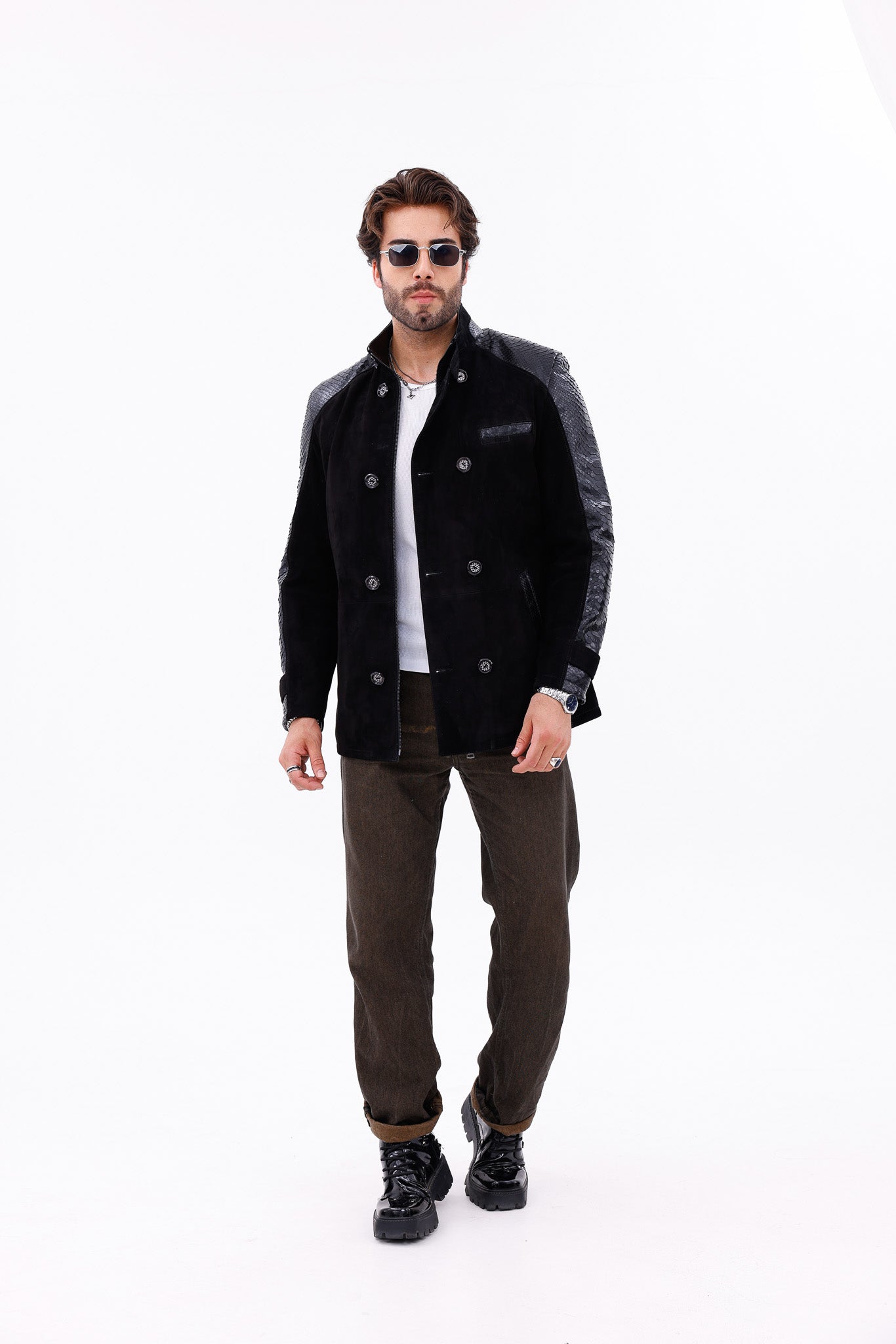 The Ravello Black Pythn Leather Men Jacket