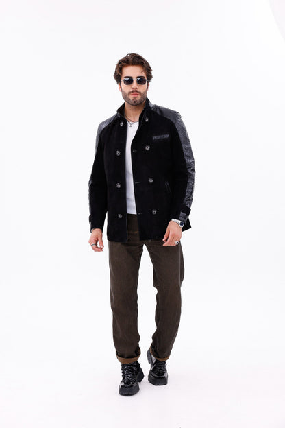 The Ravello Black Pythn Leather Men Jacket