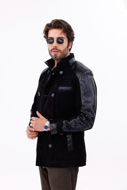 The Ravello Black Pythn Leather Men Jacket