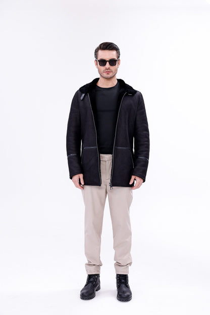 The Varese Black Shearling Men Jacket