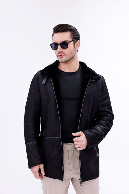 The Varese Black Shearling Men Jacket