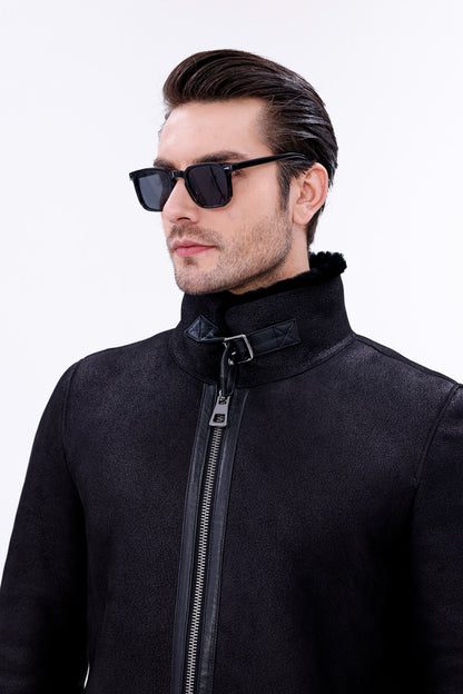 The Varese Black Shearling Men Jacket