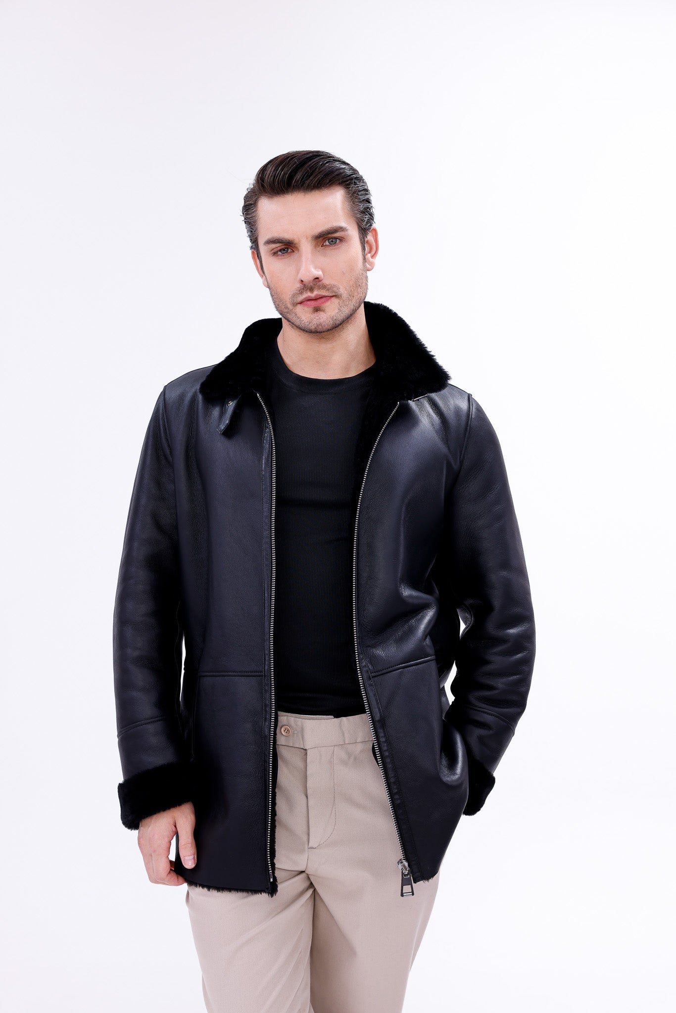 The Treviso Black Shearling Men Jacket