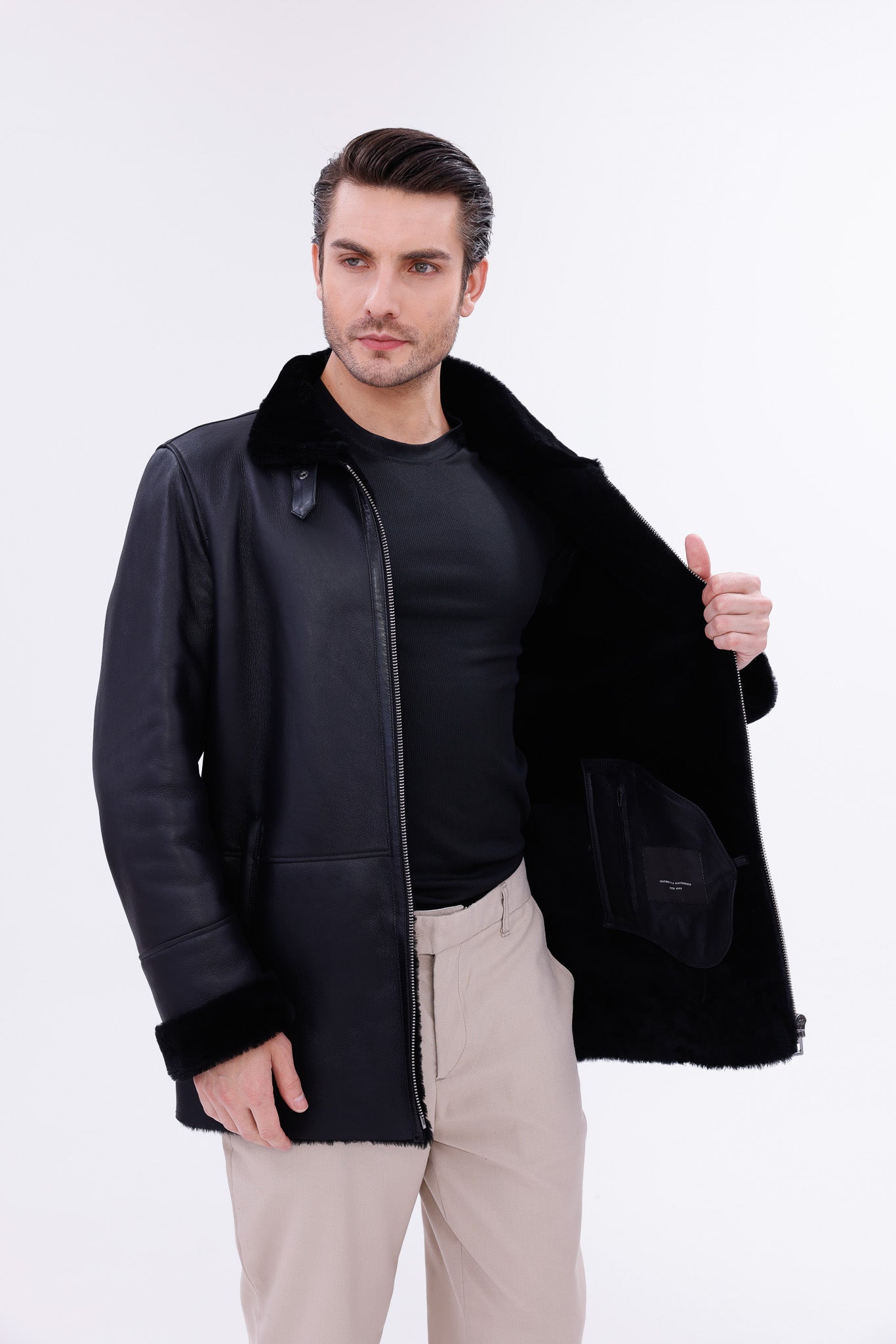 The Treviso Black Shearling Men Jacket