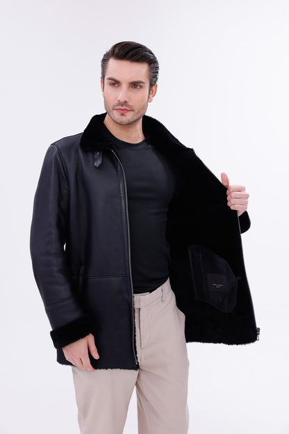 The Treviso Black Shearling Men Jacket