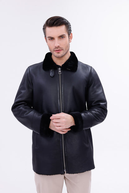 The Treviso Black Shearling Men Jacket