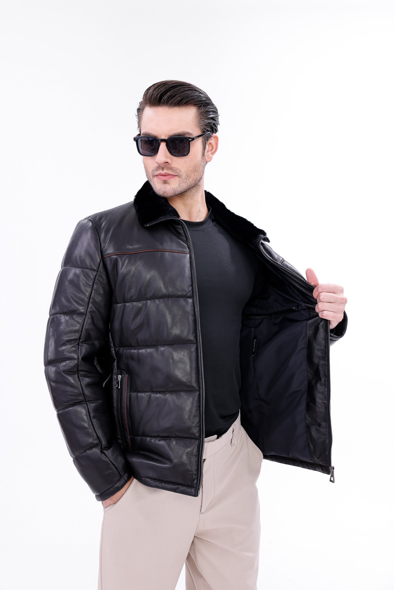 The Valtina Black Shearling Men Jacket