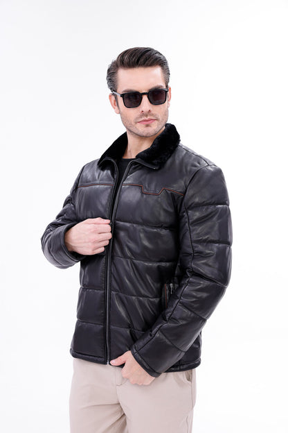The Valtina Black Shearling Men Jacket