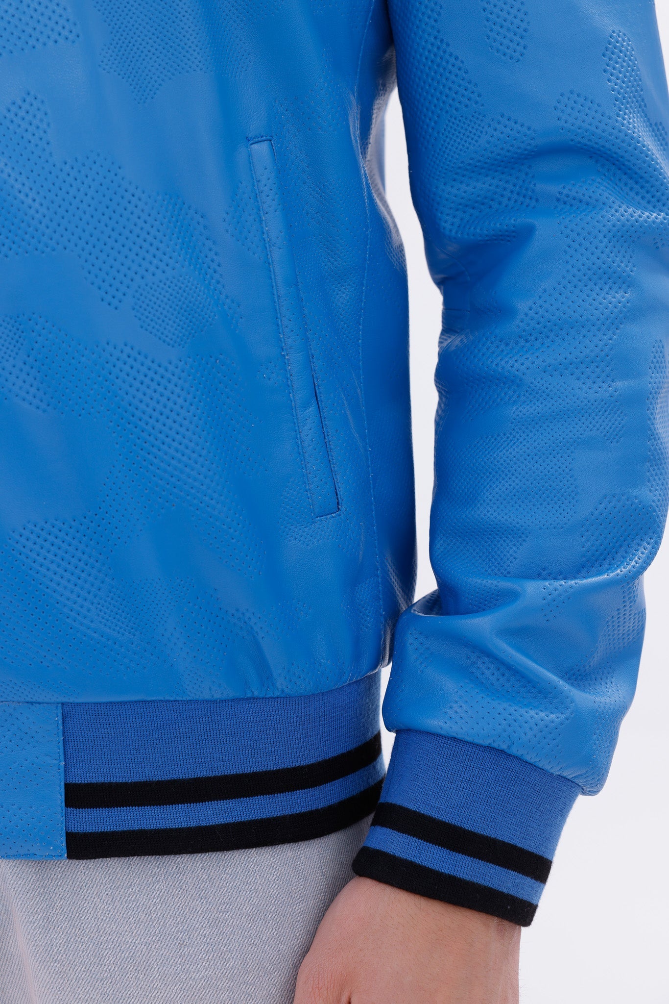 The Monza Sky Blue Leather Men Jacket