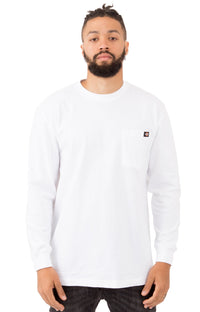 Thumbnail for (WL450WH) Long Sleeve Heavyweight Crew Neck Shirt in White, perfect for layering and everyday wear