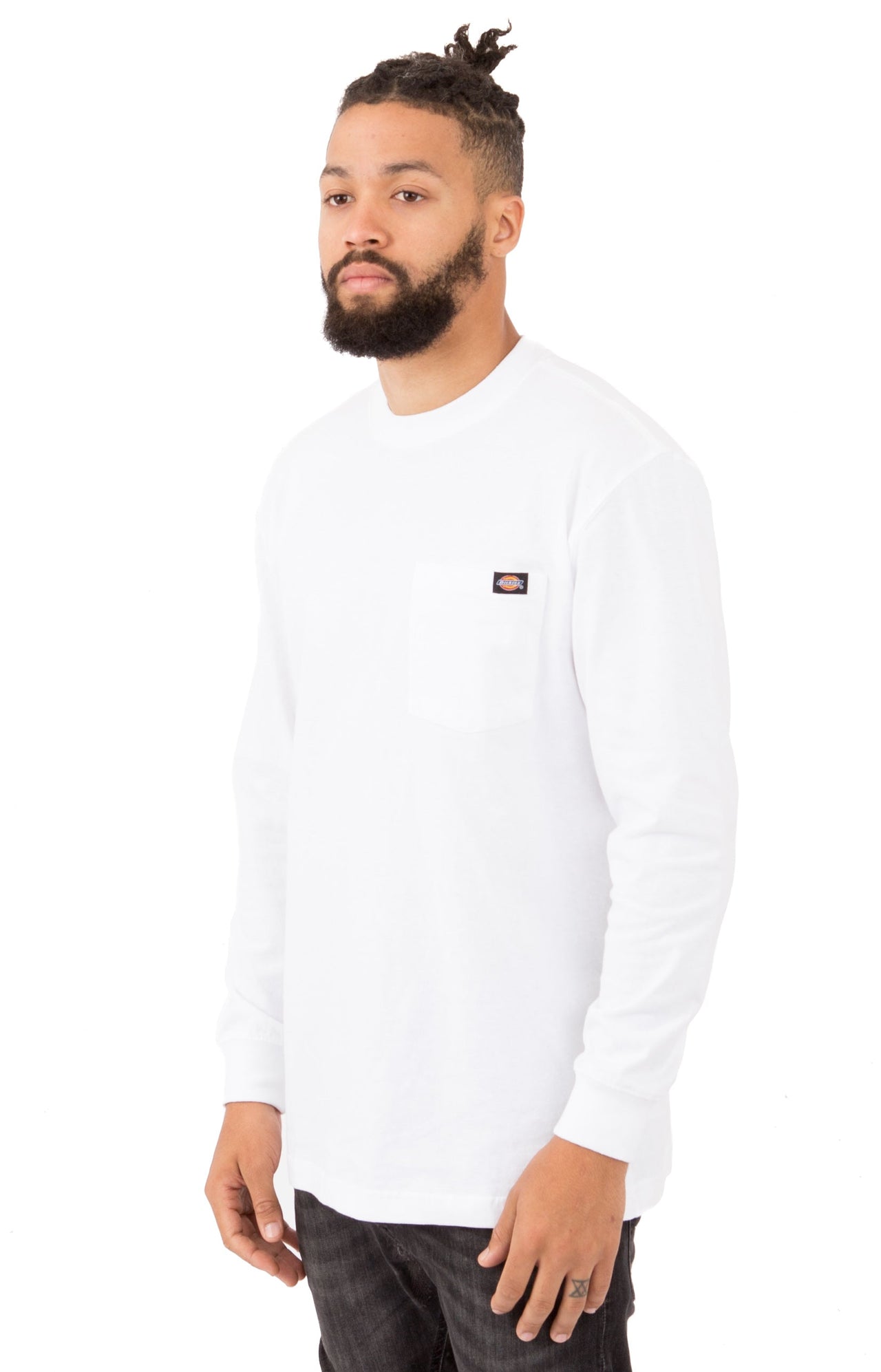 High quality long sleeve heavyweight crew neck shirt in white for men and women